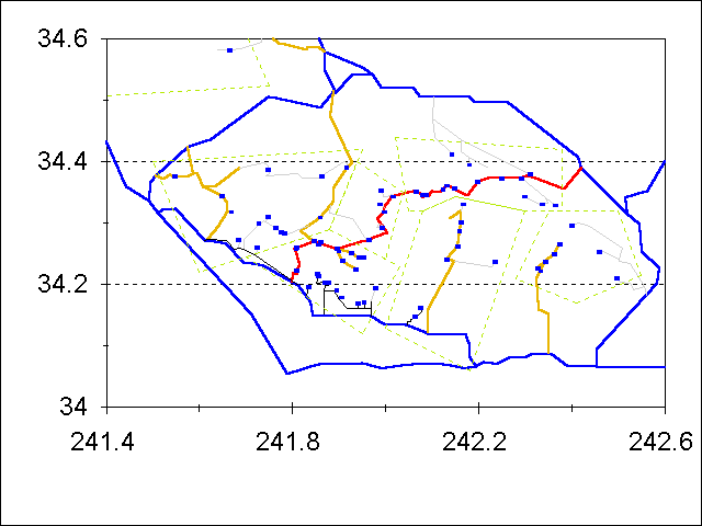 map showing trailheads and roads in SGM without full nw section without labels